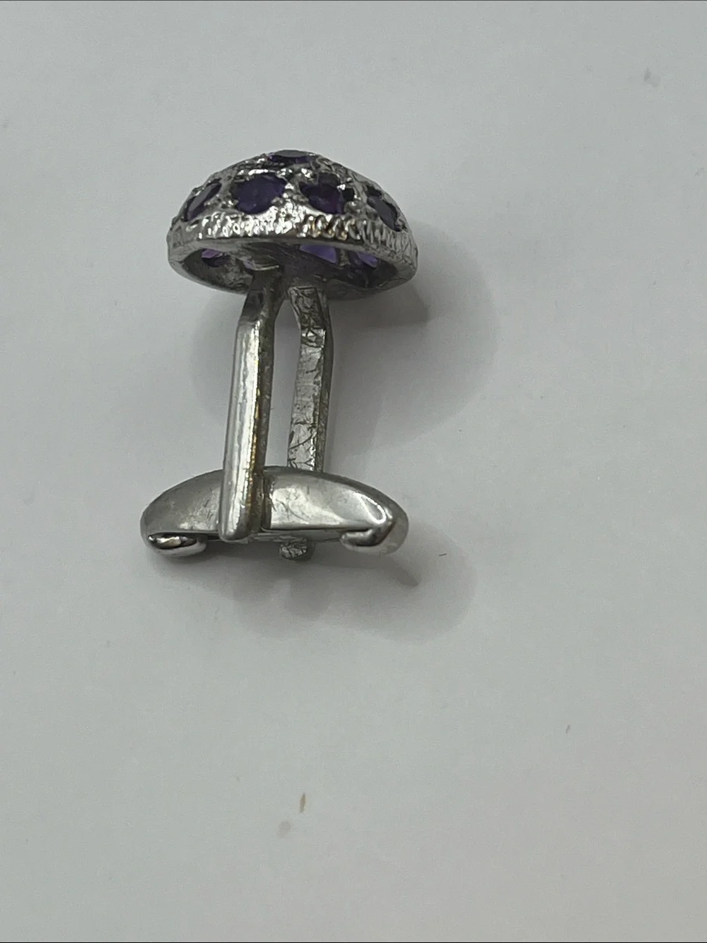 925 silver & amethyst dome cufflinks Handmade- One of a Kind Pre Owned